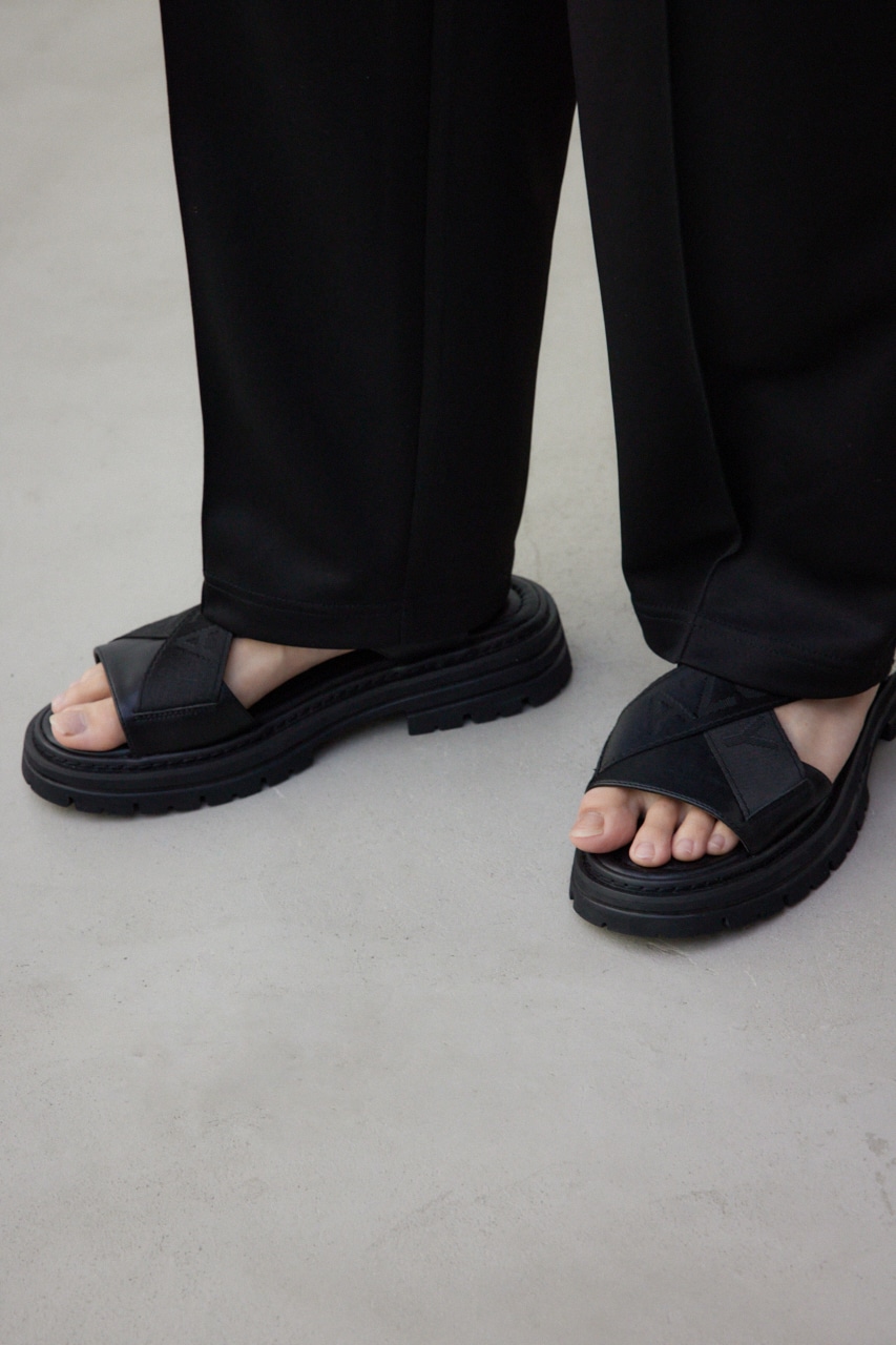 ジャガードロゴテープサンダル BLK M