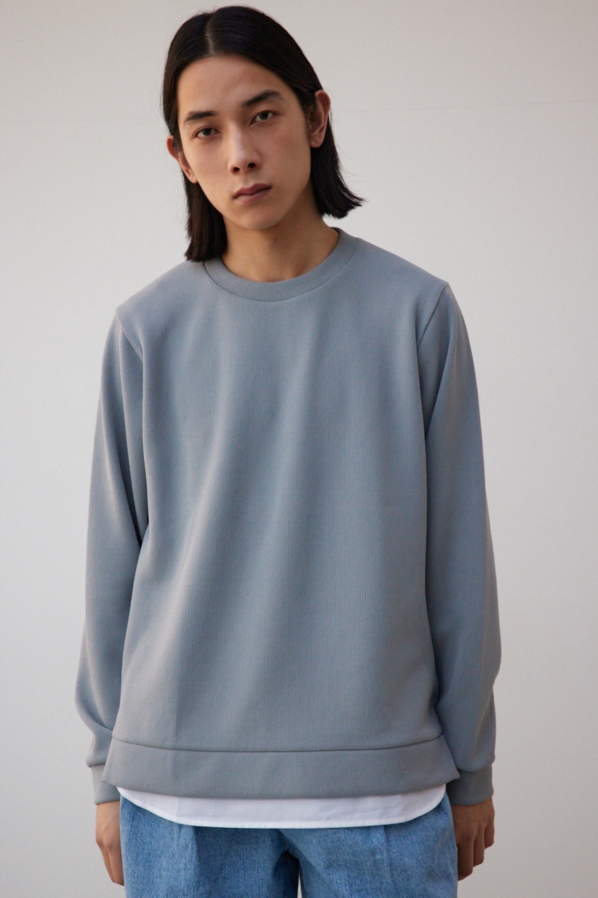 シャツレイヤードスリットニットソー GRY M