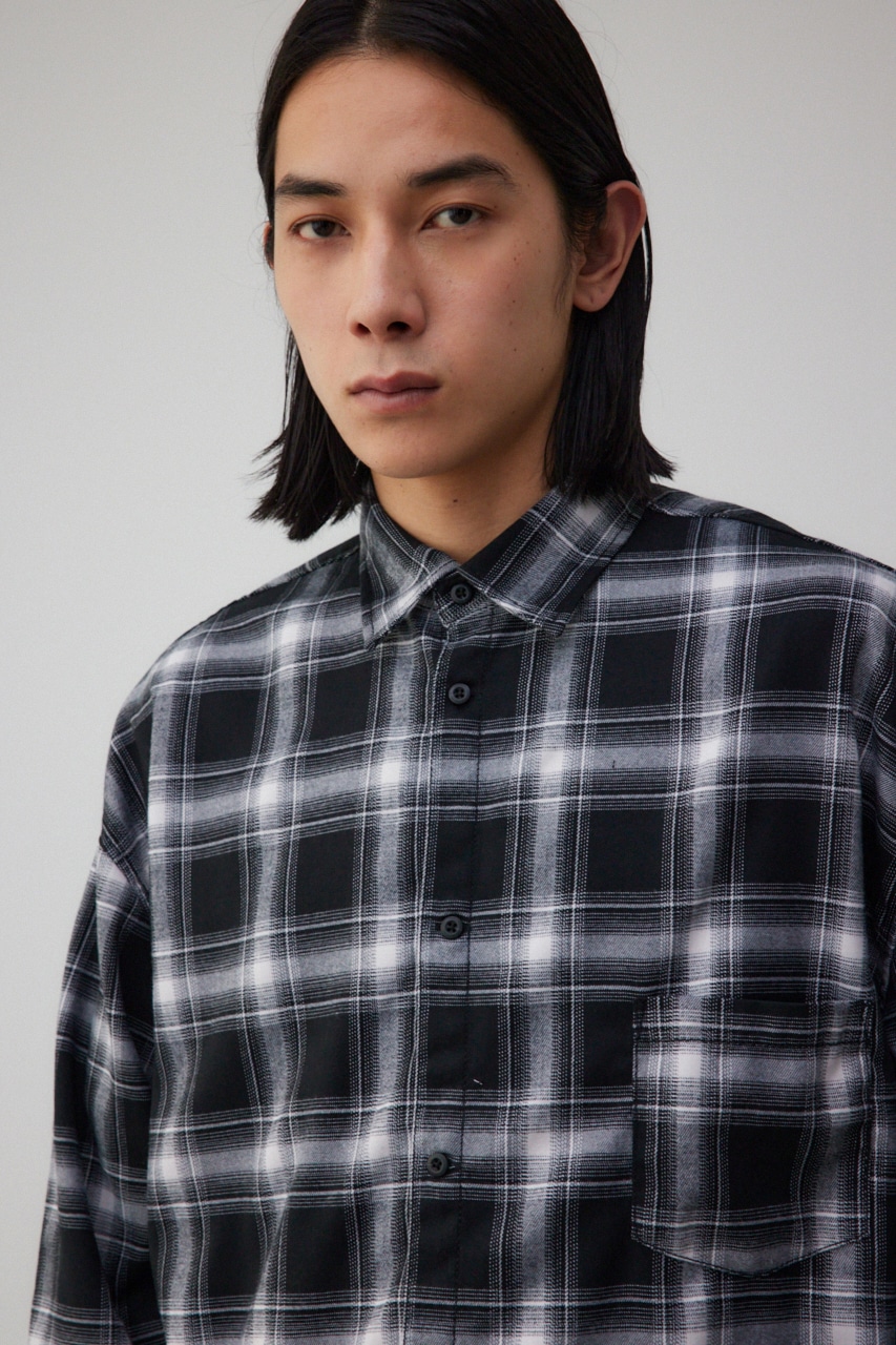 カットオフダメージシャツ 柄BLK FREE