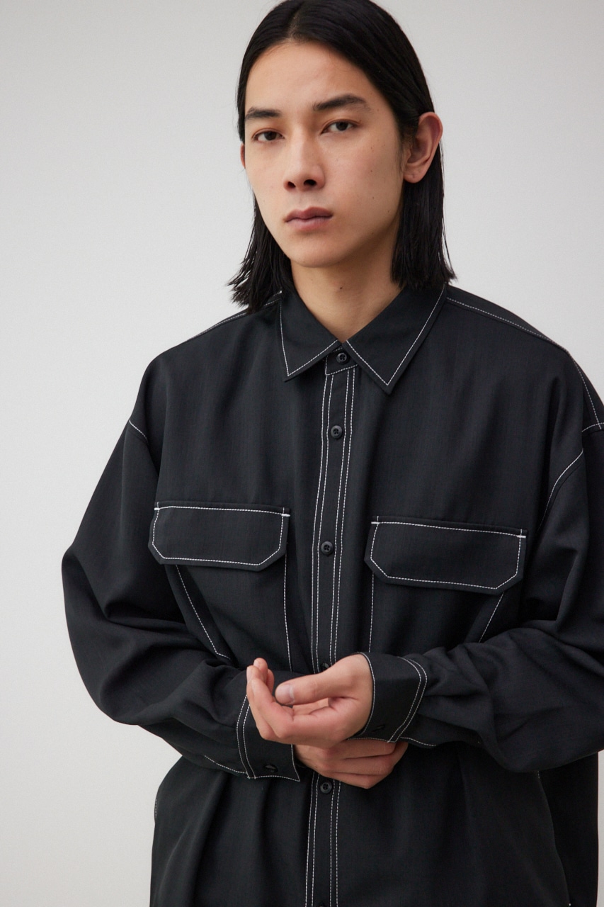 アウトステッチCPOシャツ BLK FREE