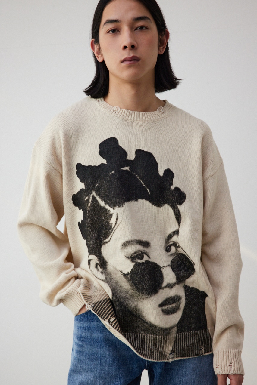 フォトプリントニットトップス IVOY FREE