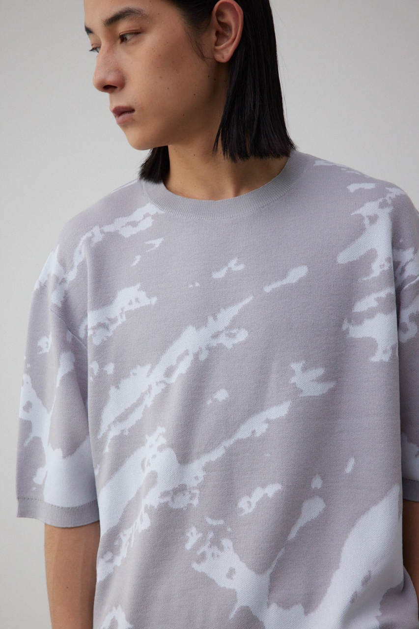 総柄半袖ニットトップス 柄GRY FREE