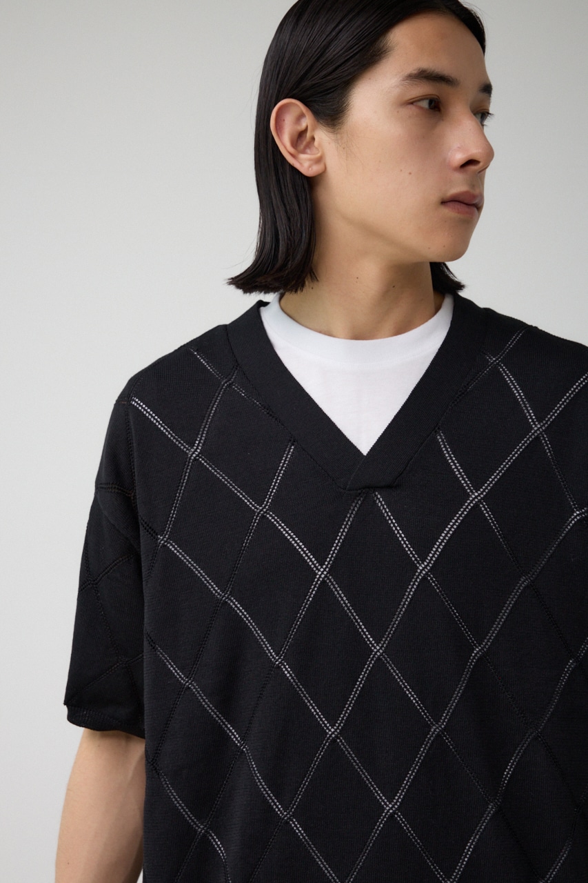 スカシアミレイヤードニット BLK M