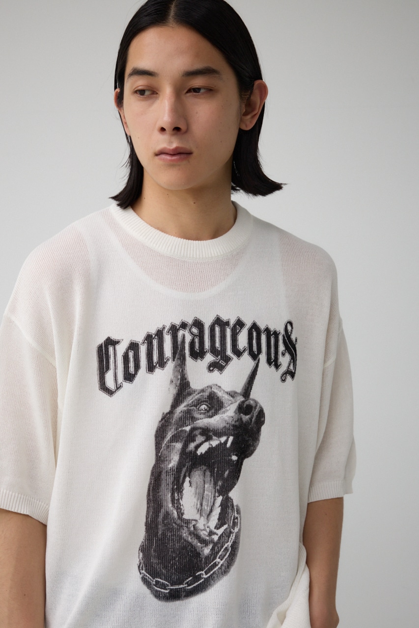 Couragcousプリント半袖ニット IVOY FREE