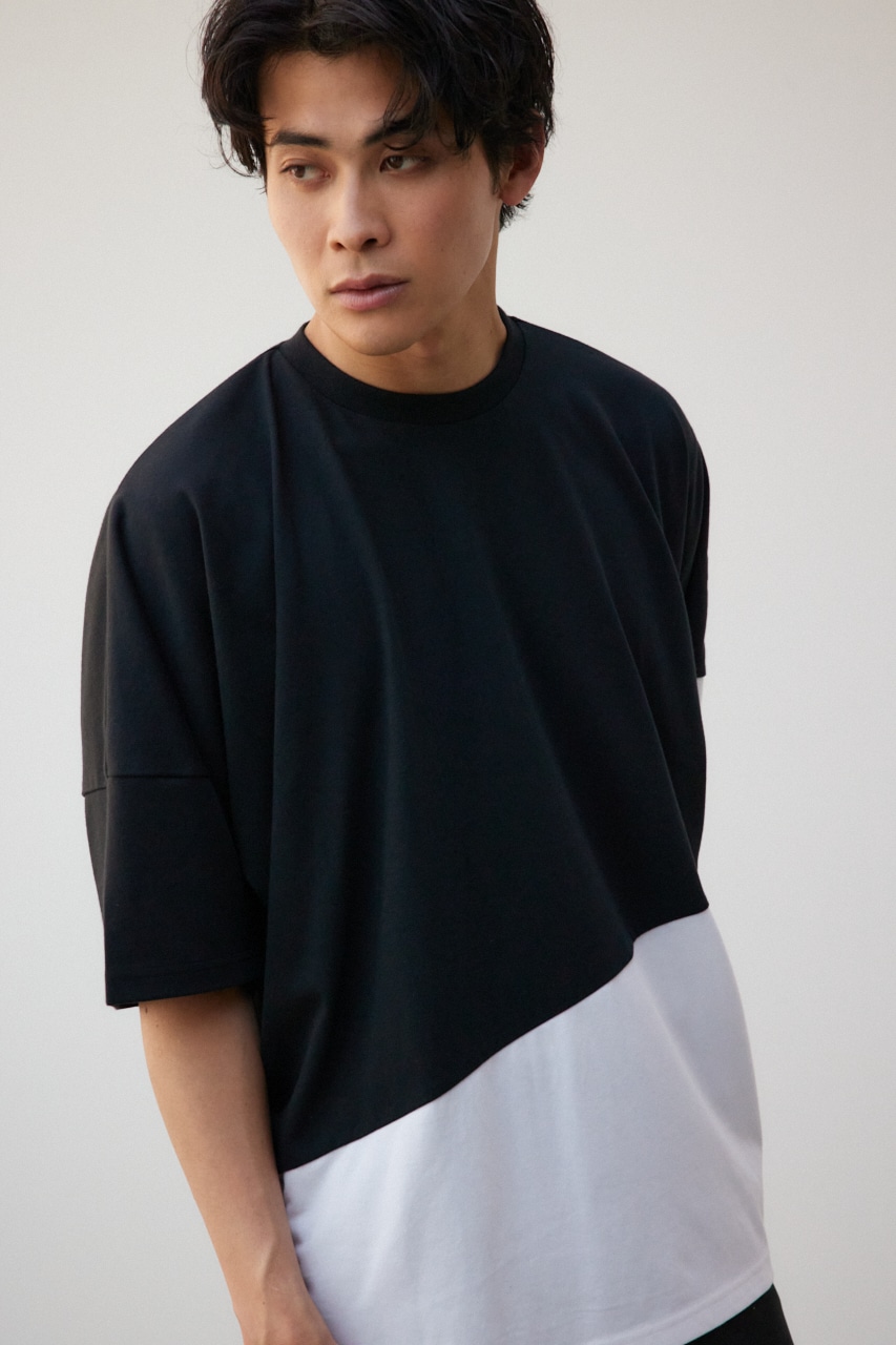 スイッチングバイカラートップス 柄BLK FREE