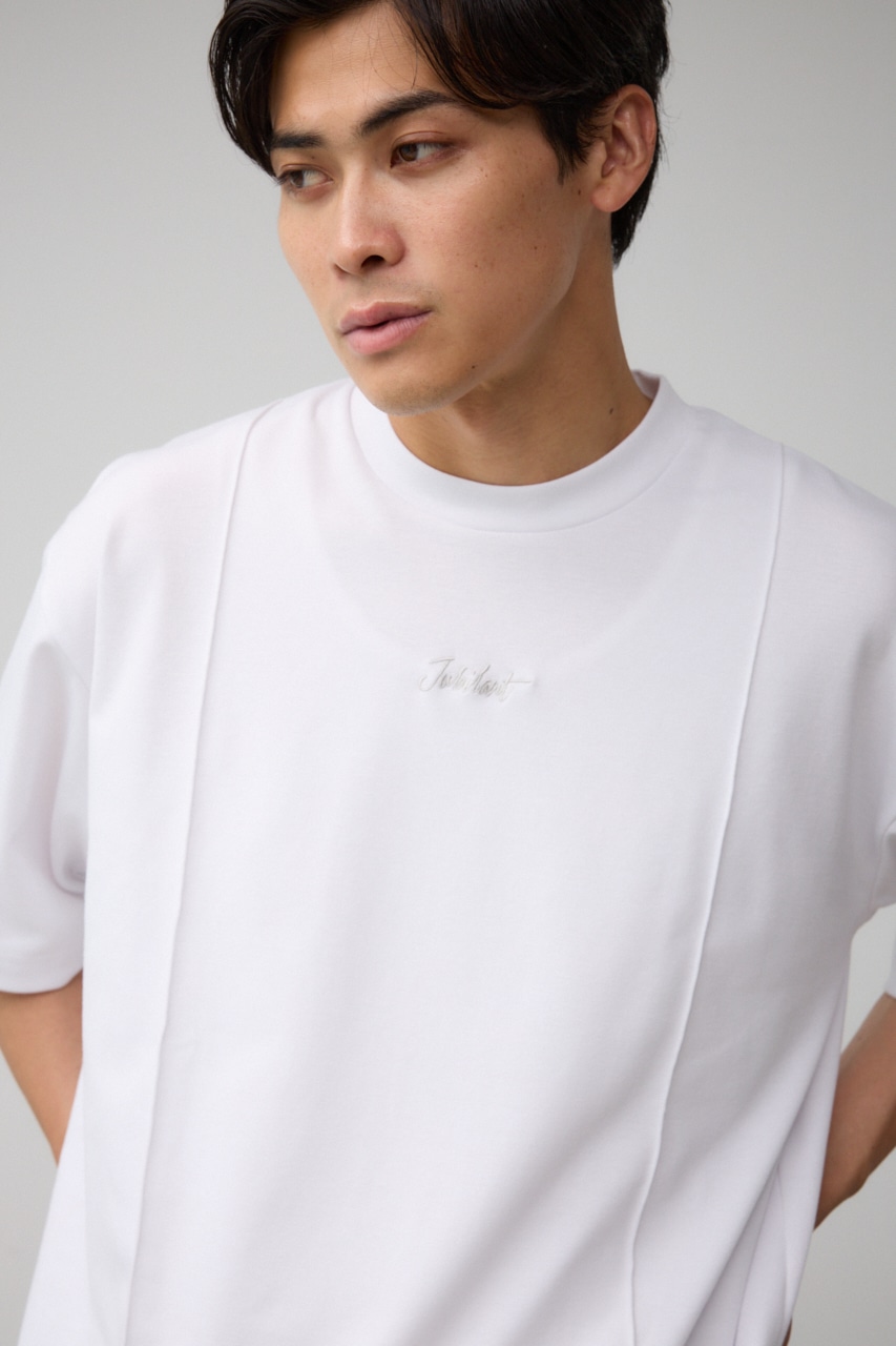 ピンタック1ポイント刺繍TEE WHT FREE