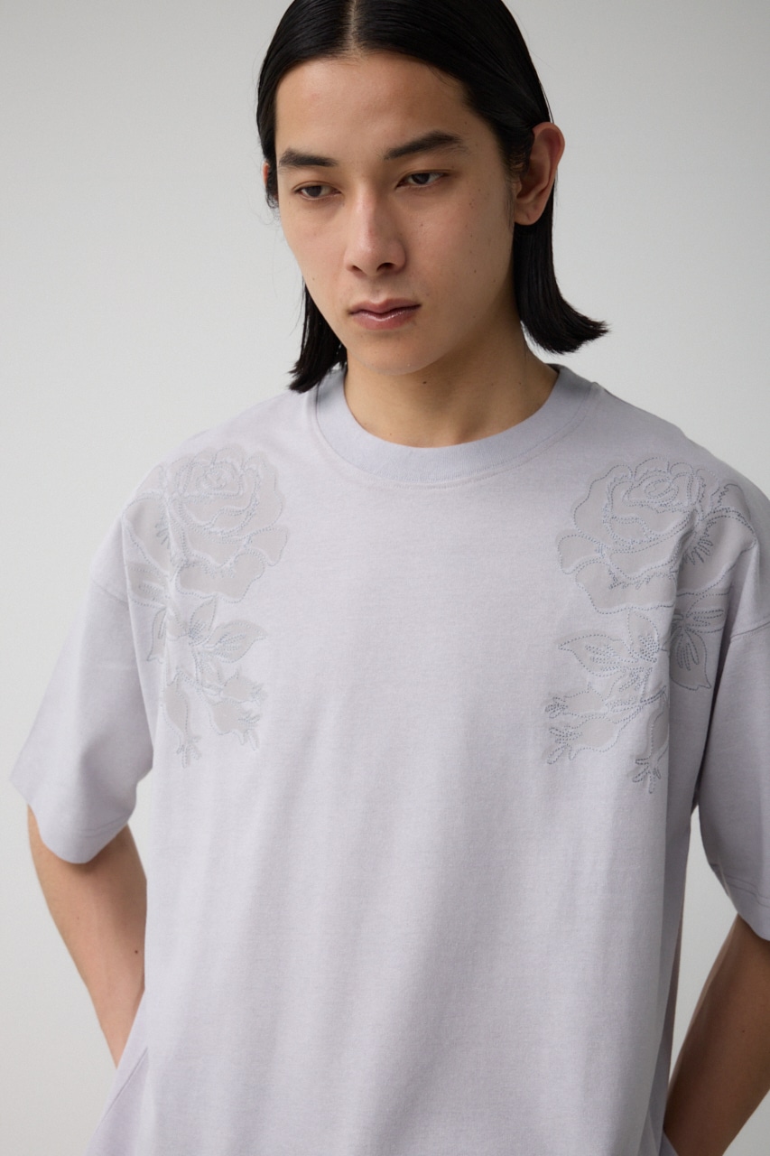 フラワープリント刺繍TEE L/GRY FREE