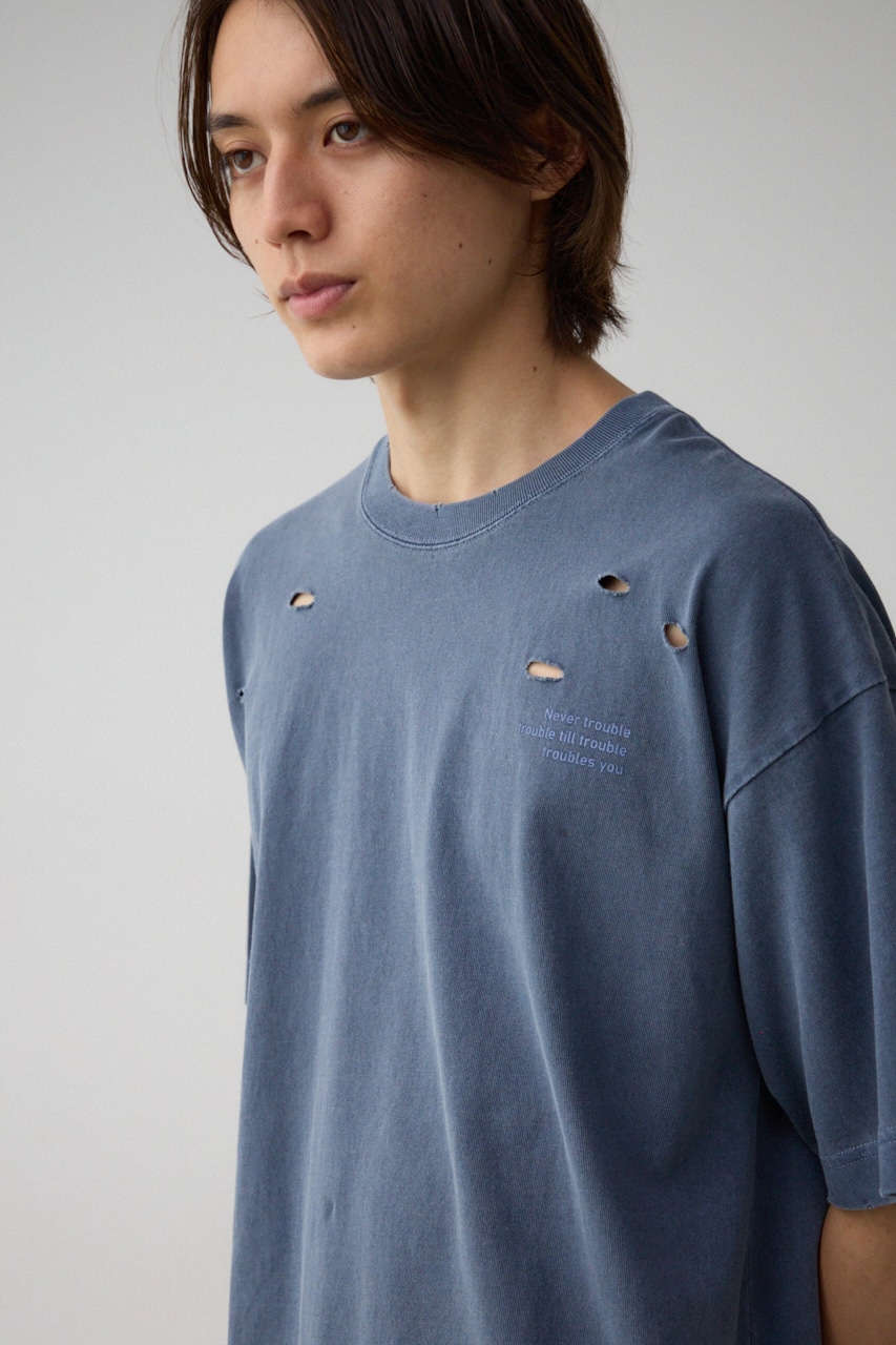 ピグメントダメージTシャツ BLU FREE