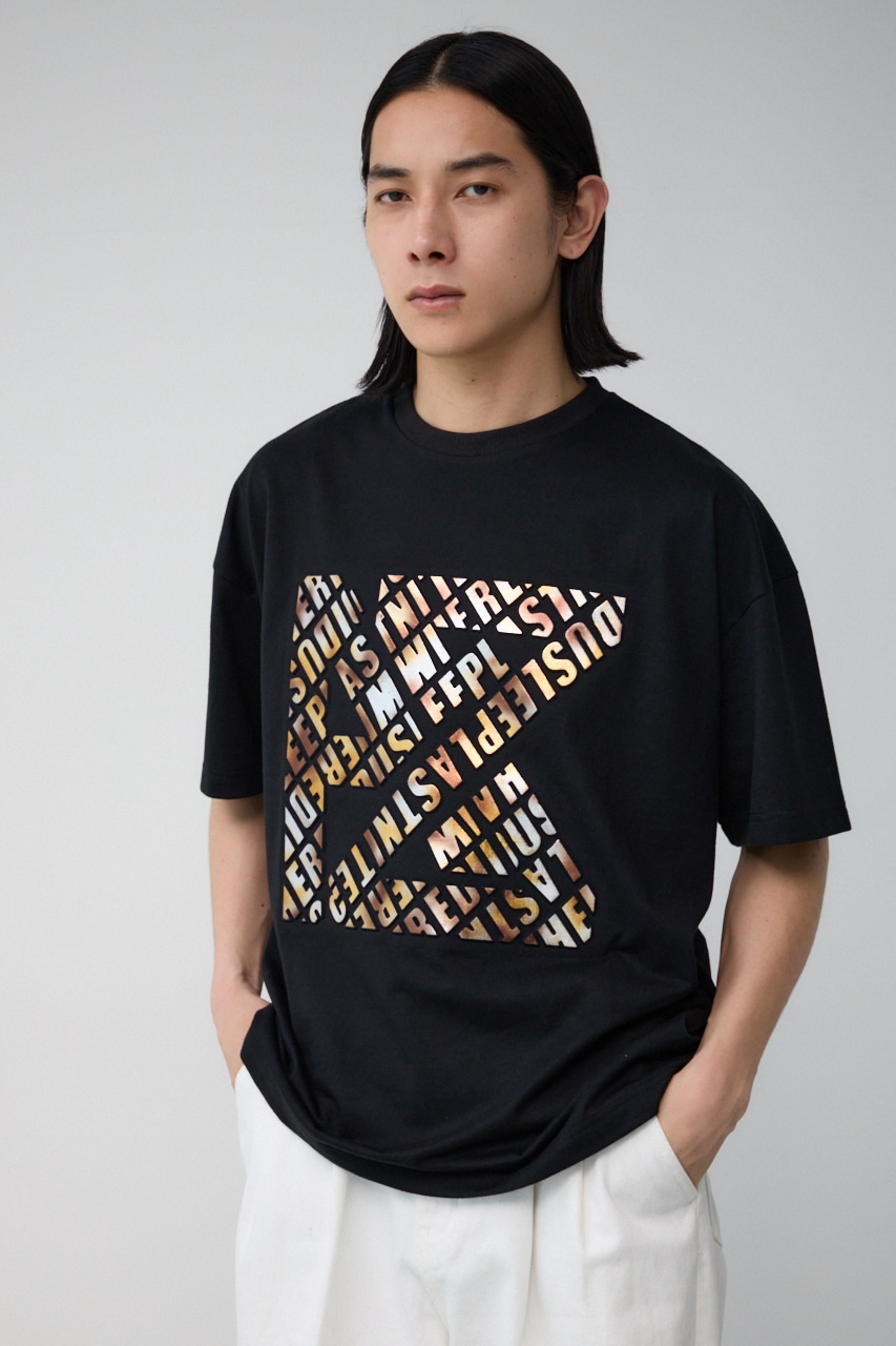 ブロンズエンボス半袖TEE BLK FREE