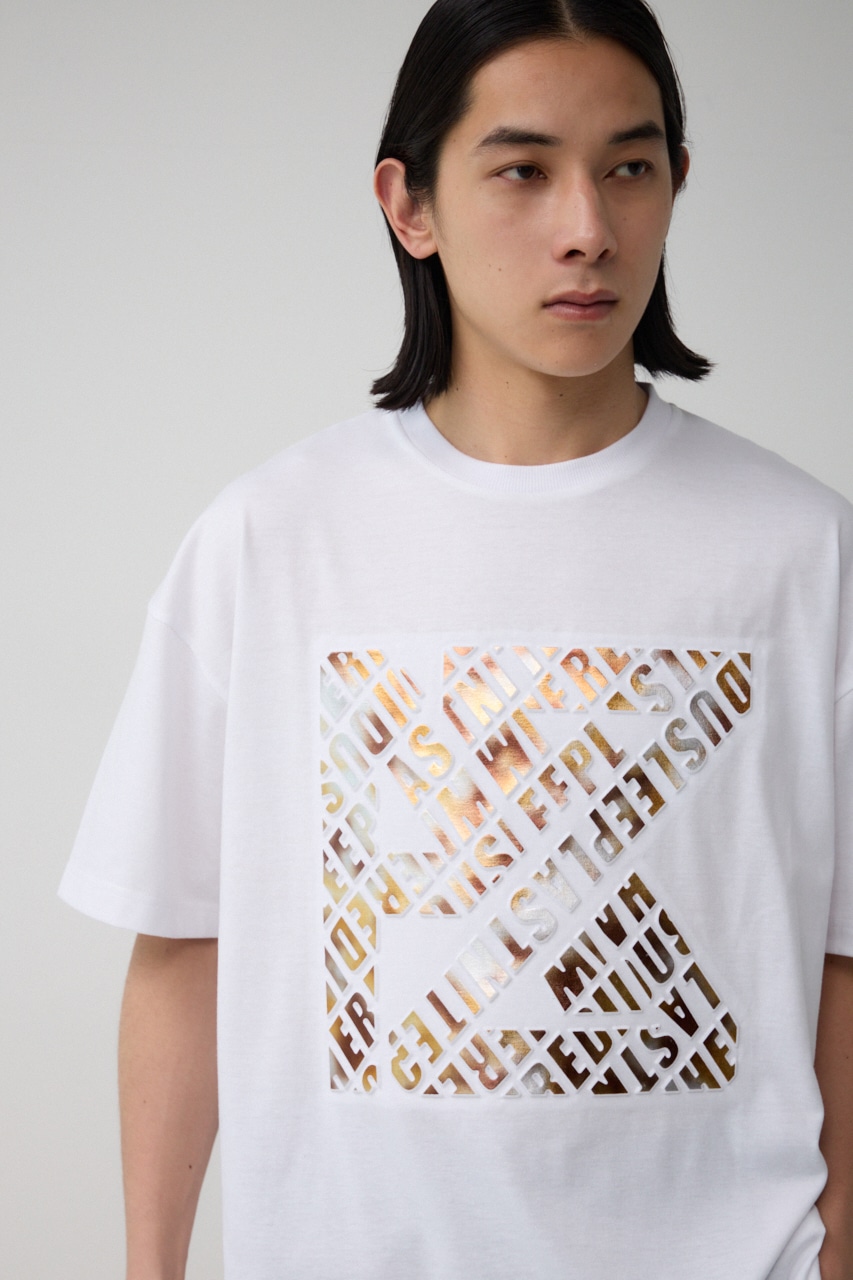 ブロンズエンボス半袖TEE WHT FREE