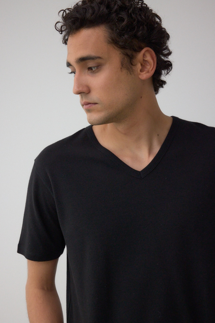 タックフライスVネックTシャツ BLK S