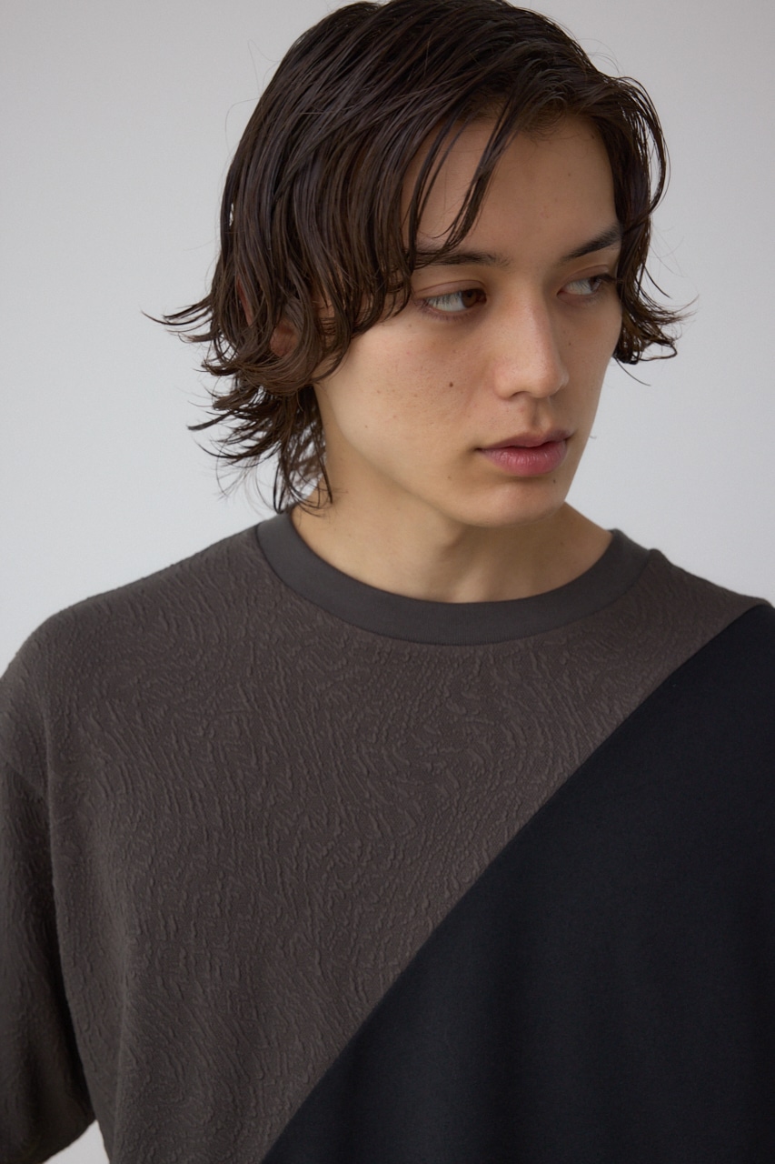 異素材スウィッチングラフィックTEE 柄BLK M