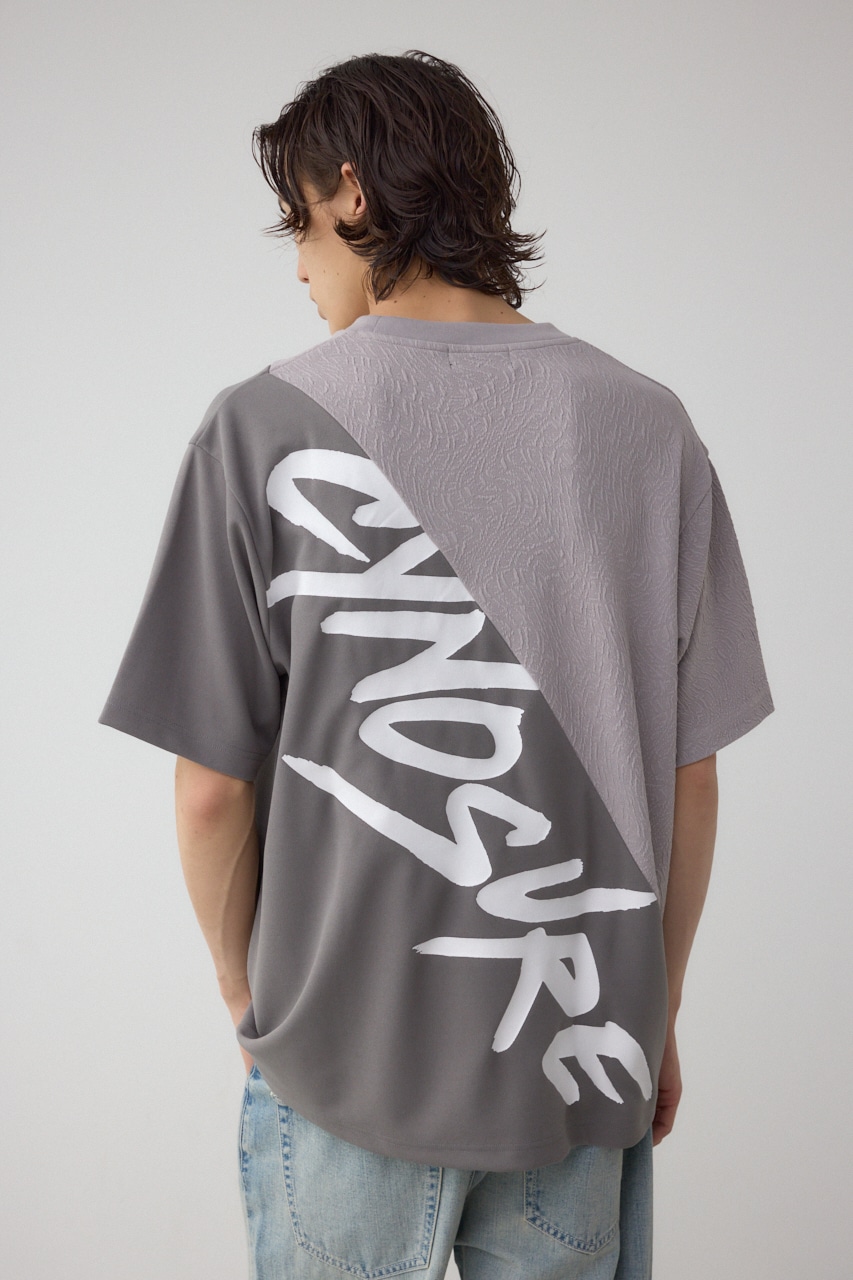 異素材スウィッチングラフィックTEE 柄GRY S