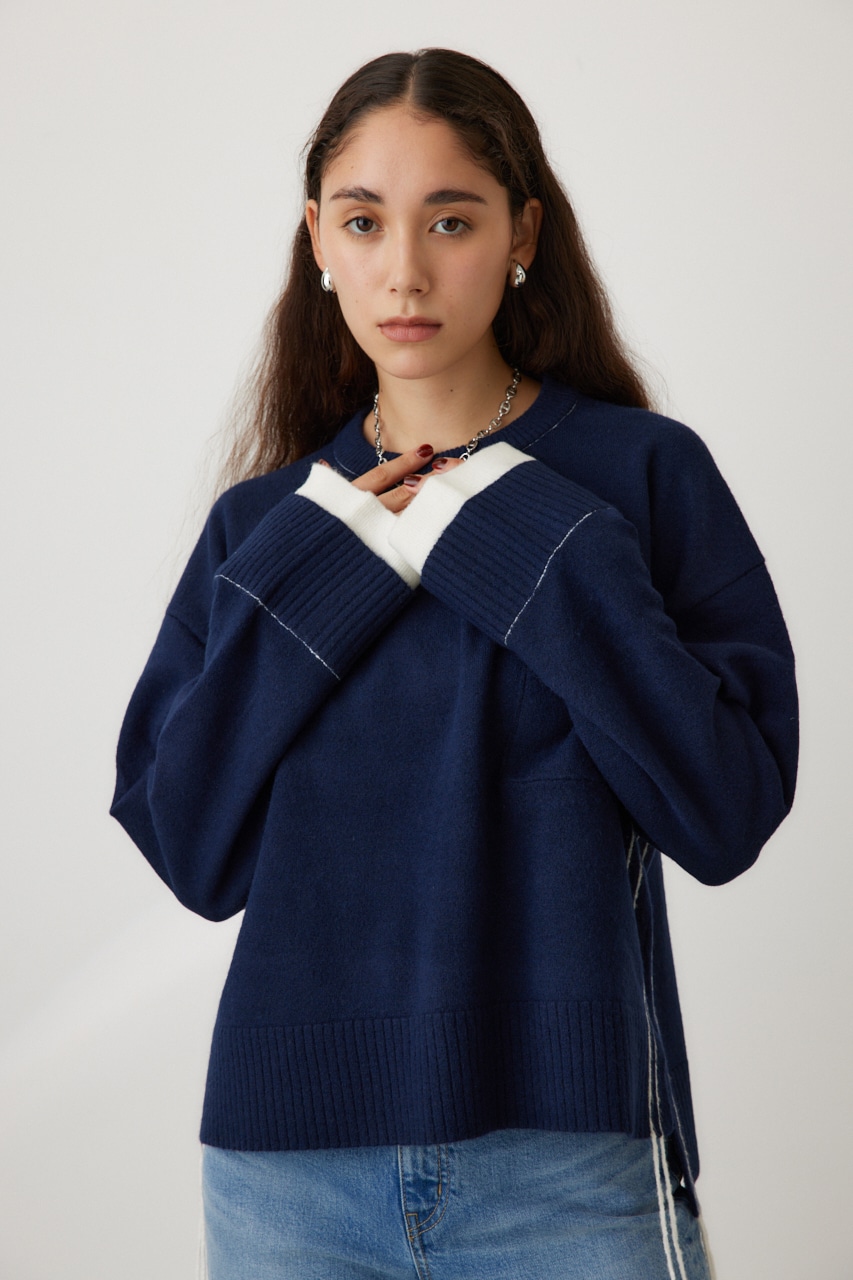 naptime ニットプルオーバー　ネイビー　L ノーク N.O.R.C ウールカシミヤVネックニットプルオーバー （ネイビー