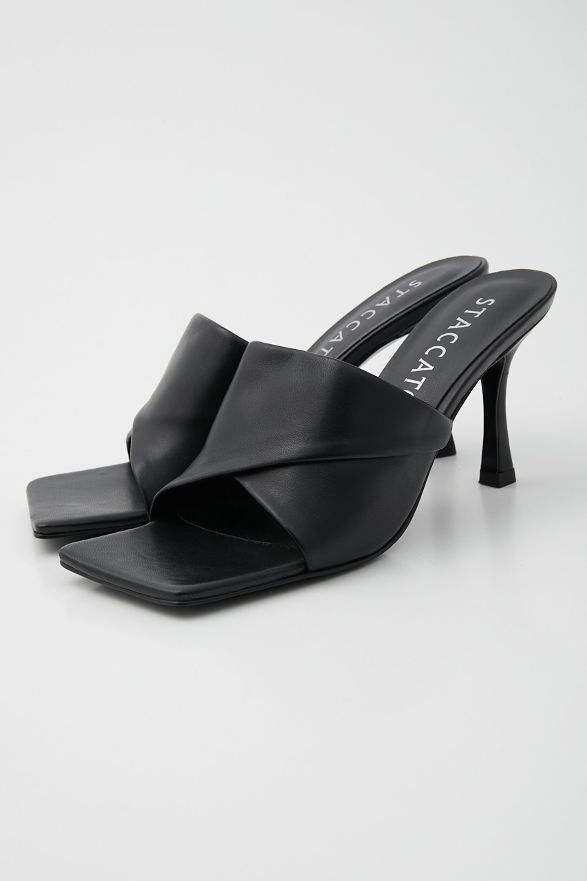 ノーヴァスクエアヒールサンダル BLK 23.5cm