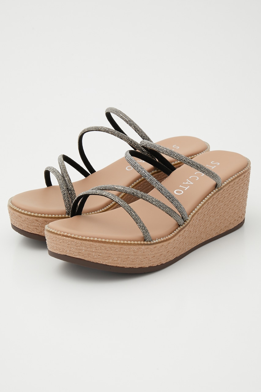 コードストラップウェッジヒールサンダル BLK 23.5cm