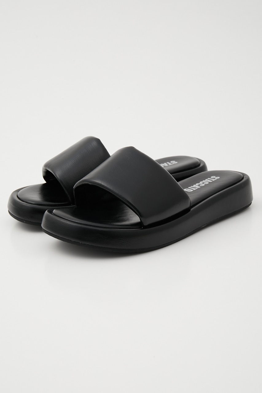 ラウンディッシュスリッパサンダル BLK 24.0cm