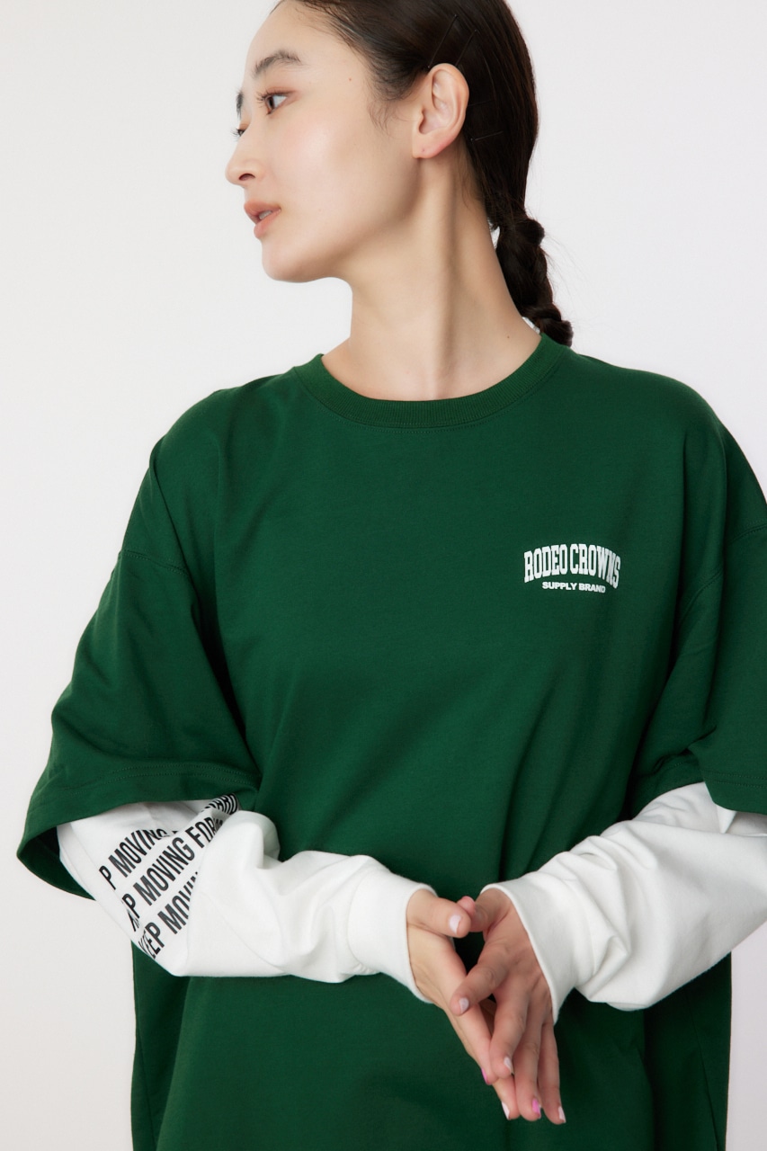 フェイクレイヤードスウェットワンピース D/GRN FREE