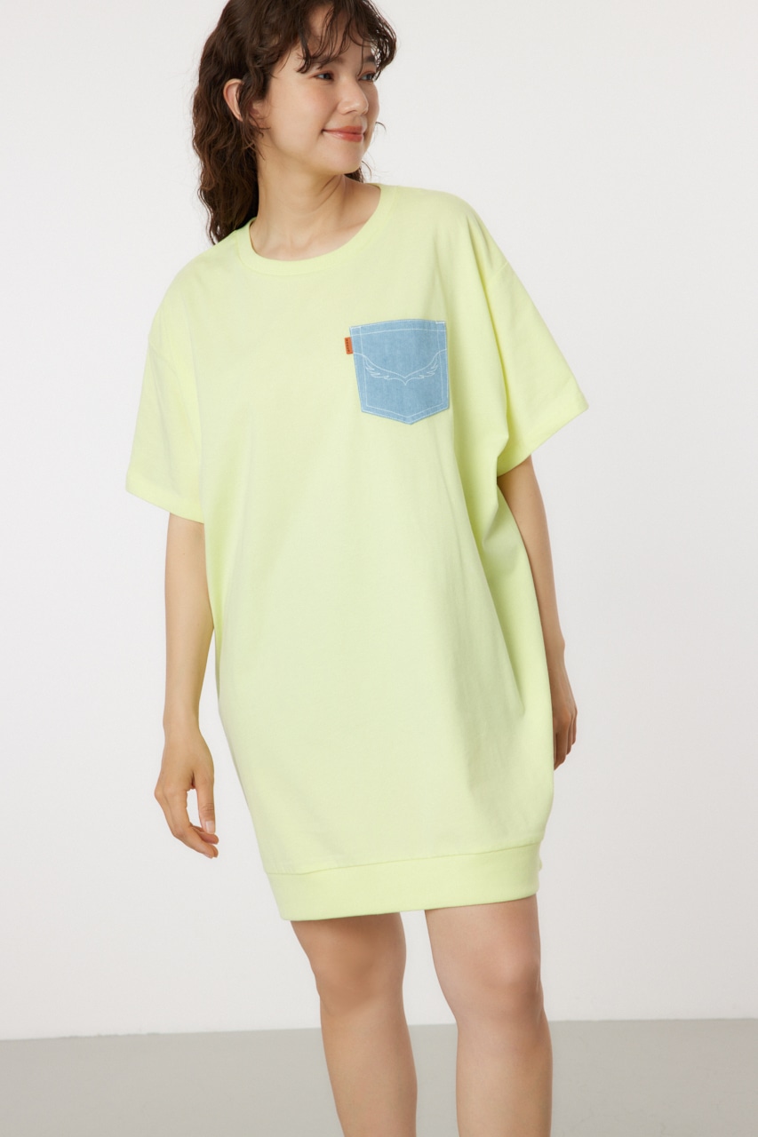 Oblong Logo デニムアップリケTワンピース L/YEL FREE