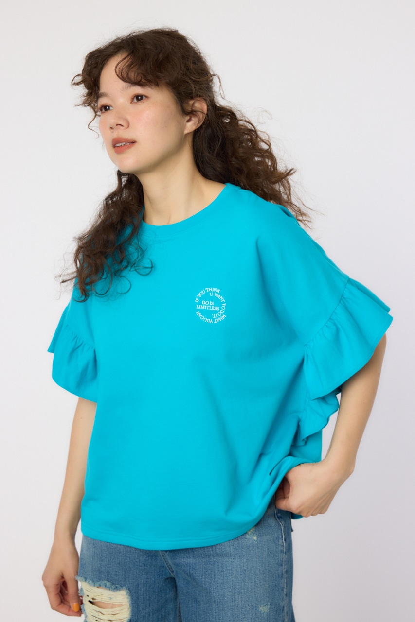 フリルスリーブトップス BLU FREE