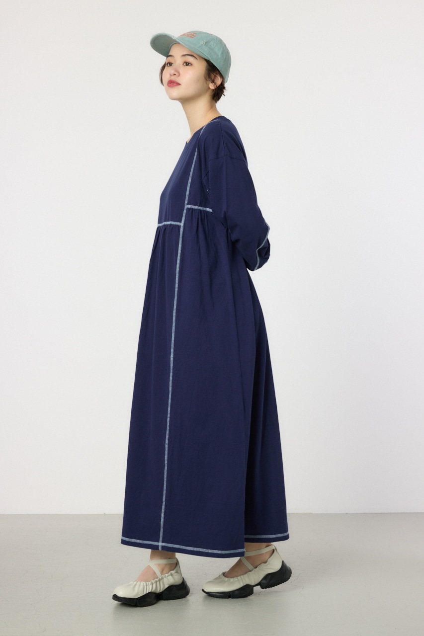 RODEO CROWNS WIDE BOWL | 配色ステッチティアードマキシ