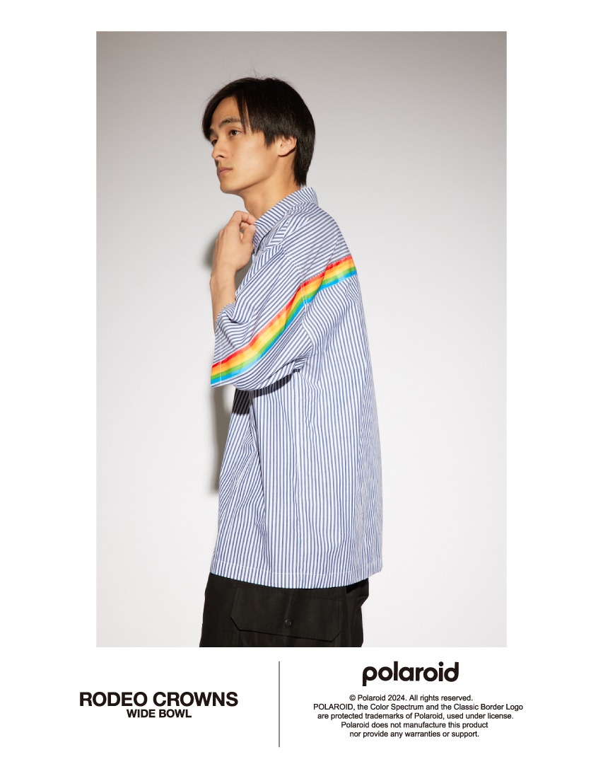 Polaroid バックラインシャツ 柄BLU L