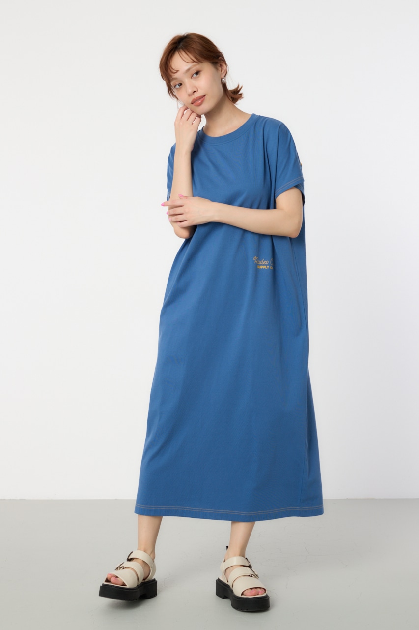 美品 ヴィンテージ ロングワンピース パフスリーブ ペプラム ロイヤル 