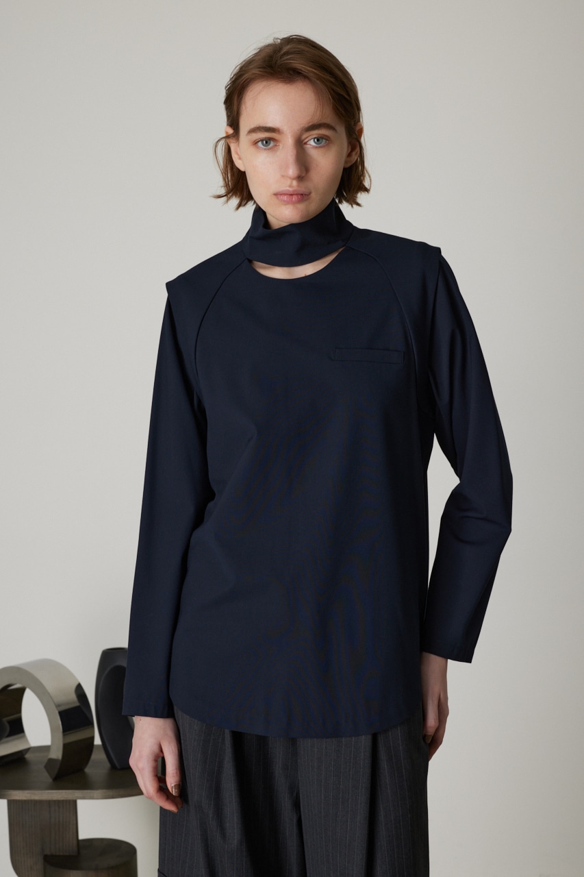 リムアーク／Open neck blouse／ネイビー