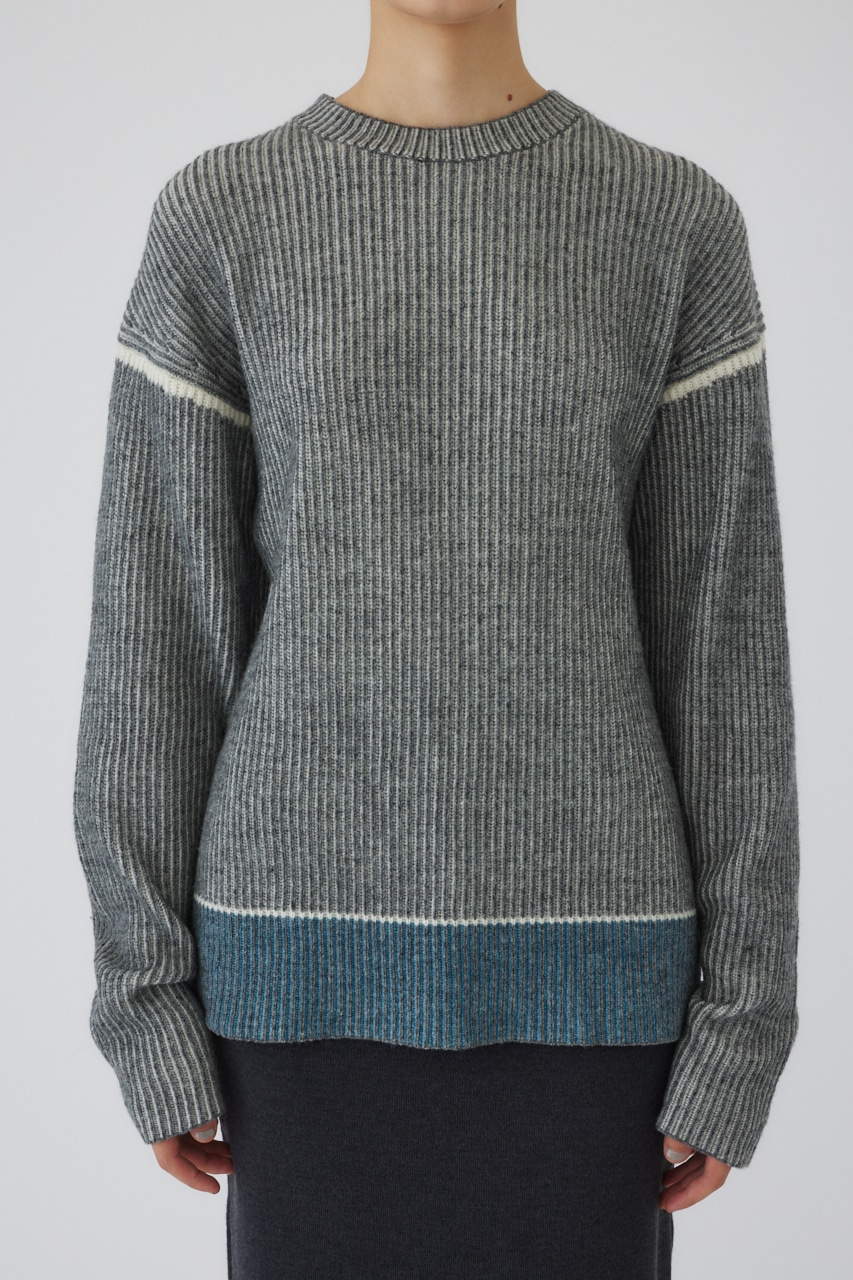 【LIMITED SALE】Curved mix color tunic L/GRY FREE