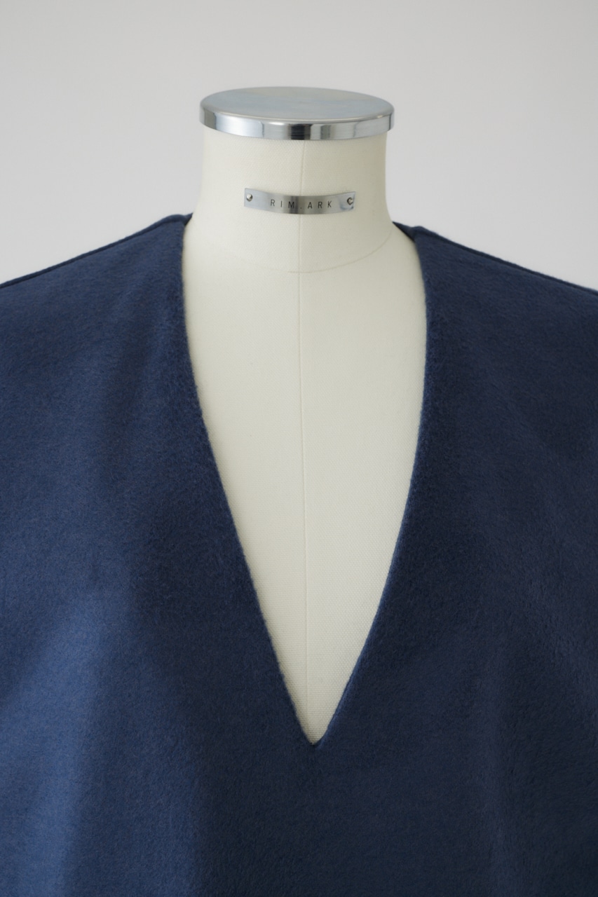 Soft felt long vest BLU 36