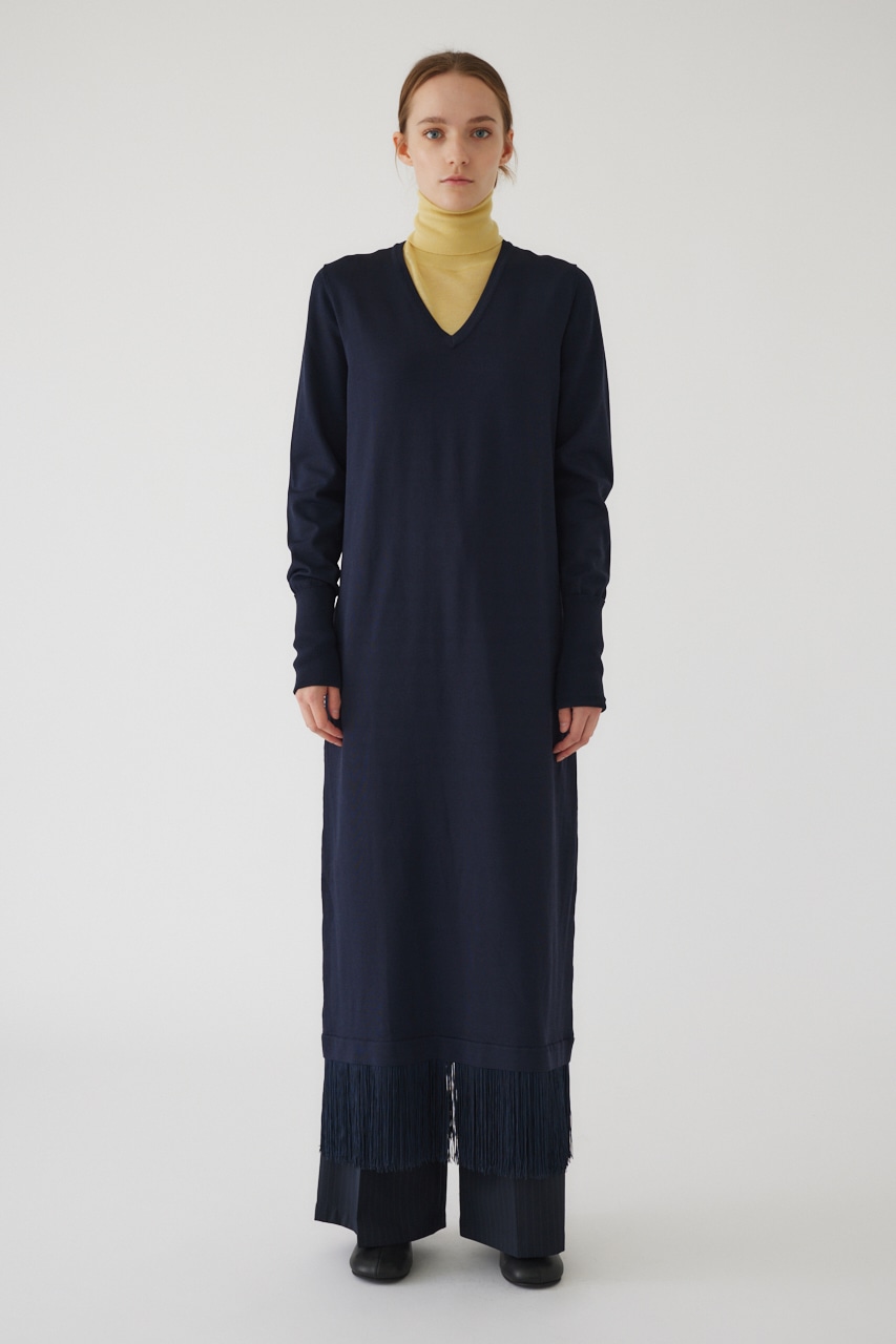 【LIMITED SALE】Fringe flare dress NVY 36