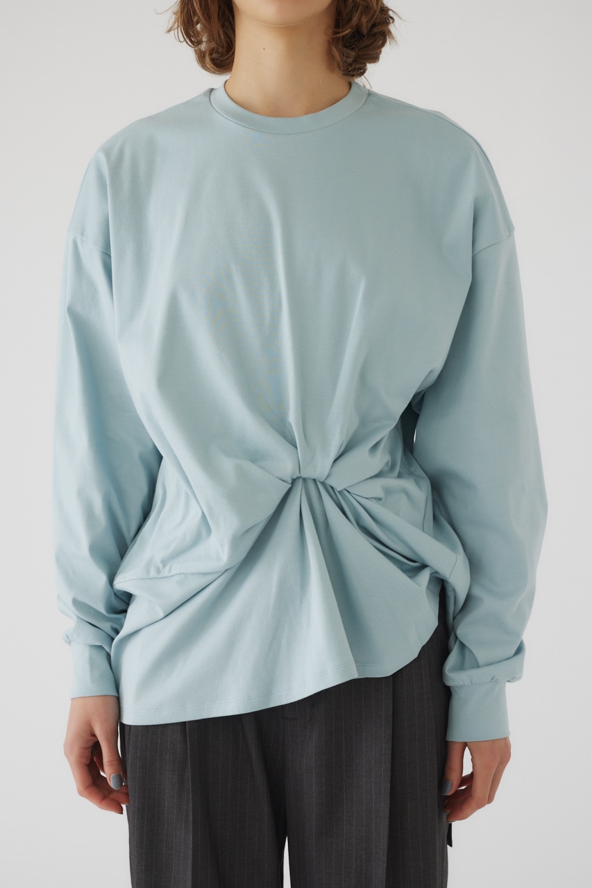 【LIMITED SALE】Front twist cut tops L/BLU FREE