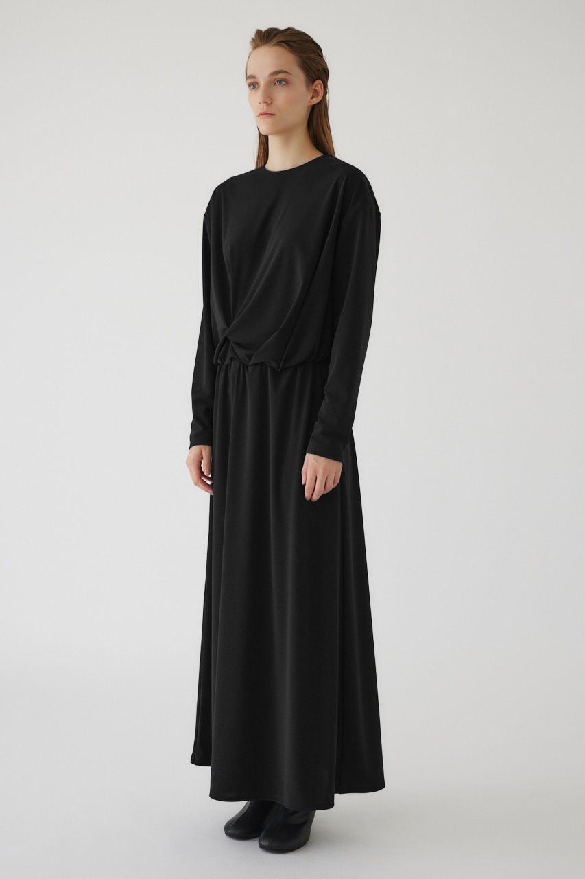 【LIMITED SALE】Asymmetry drape dress BLK 38