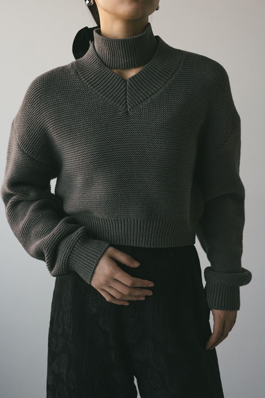チョーカーネックVニット GRY FREE