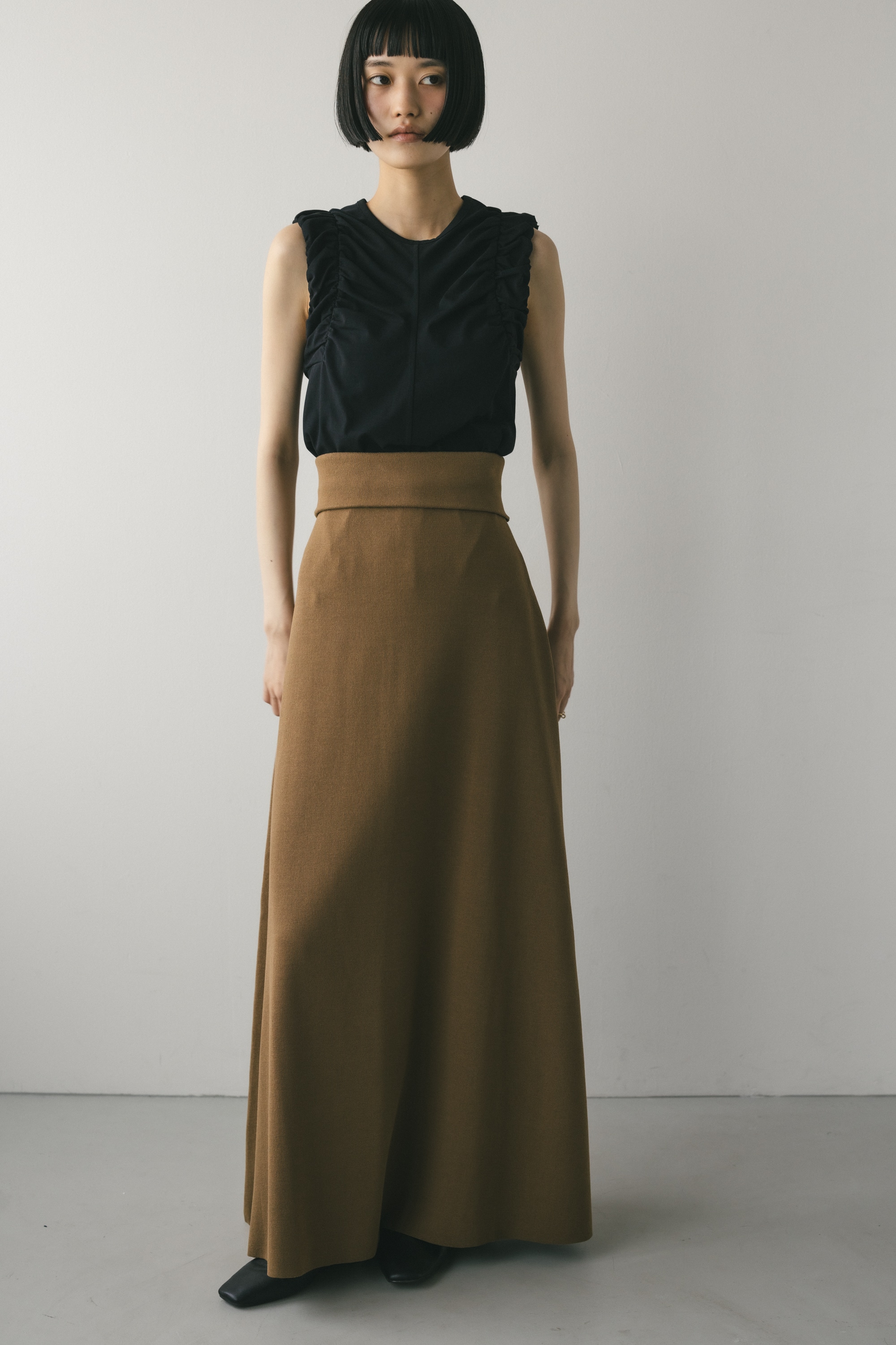 ドライニットフレアスカート L/BRN S