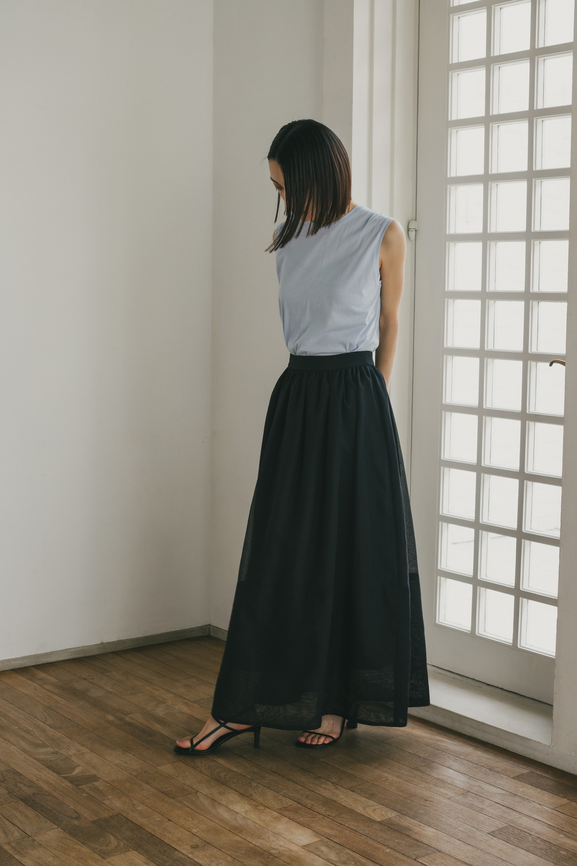 machatt ボンディングサーキュラースカート　黒 ボンディングサーキュラースカート（エクリュ） | MACHATT