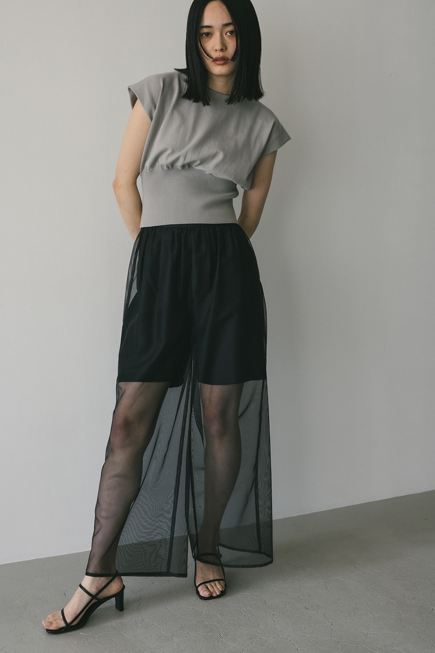 ハイシアーレイヤードパンツ BLK S