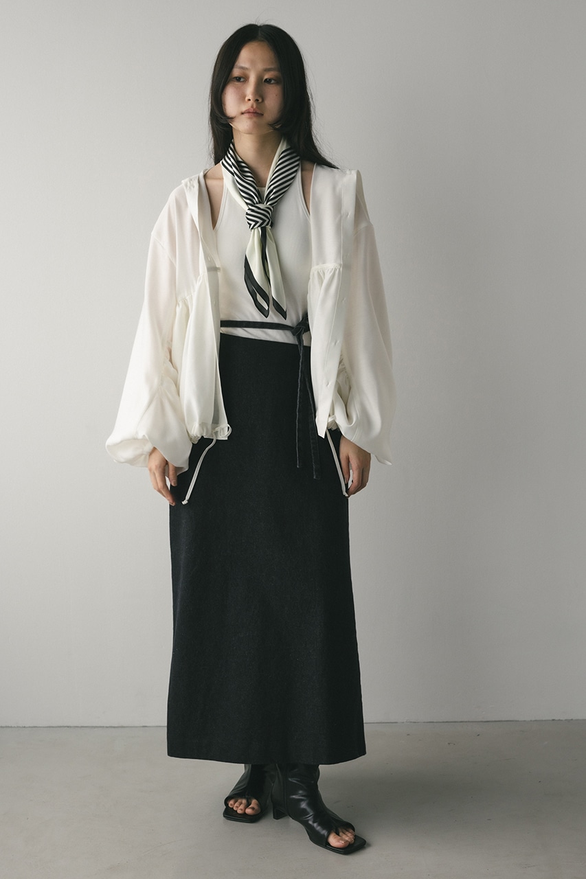 シアーギャザーフードシャツブルゾン WHT FREE