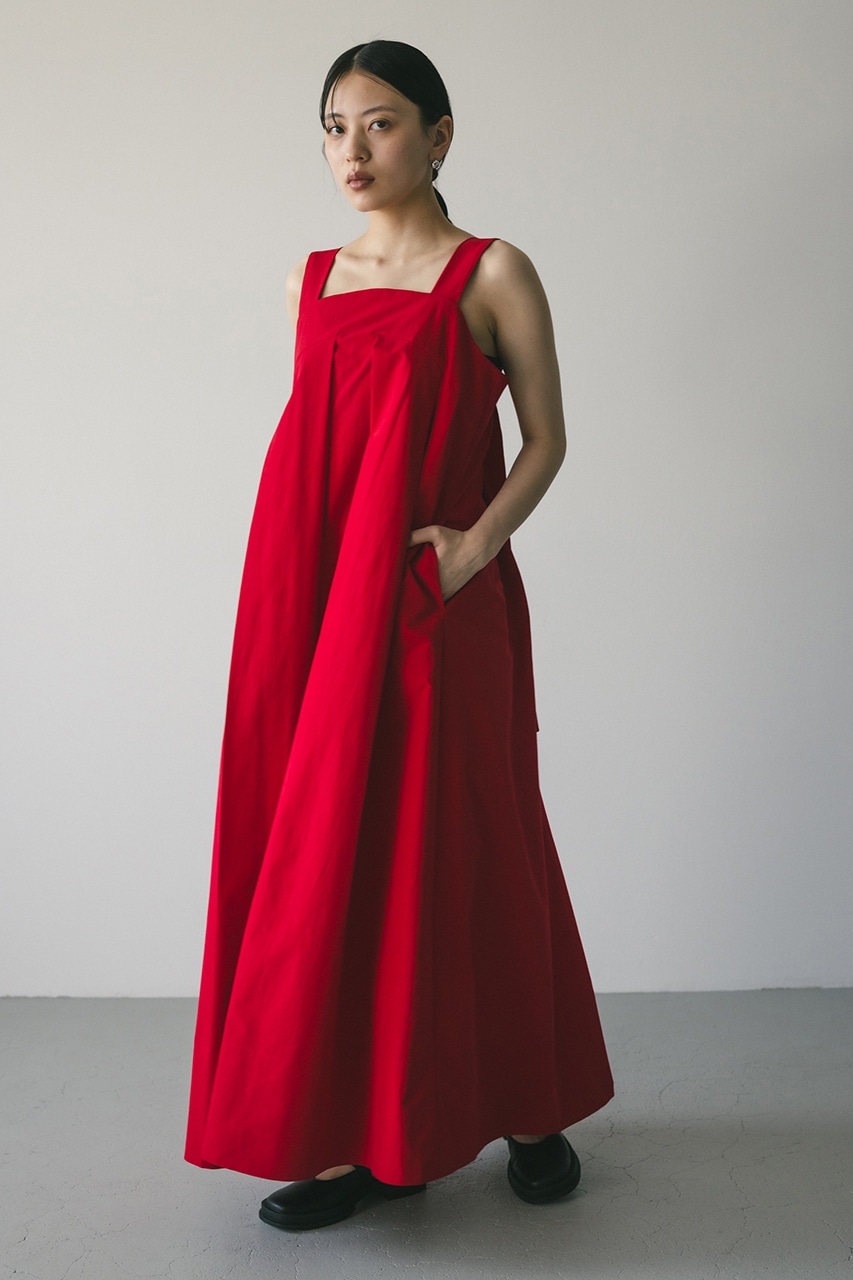 サイドパネルフレアワンピース RED M