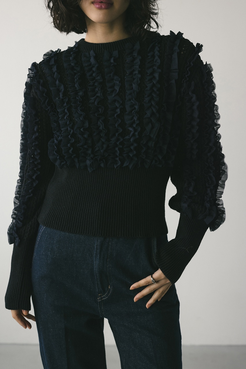 チュールフリルニット NVY FREE