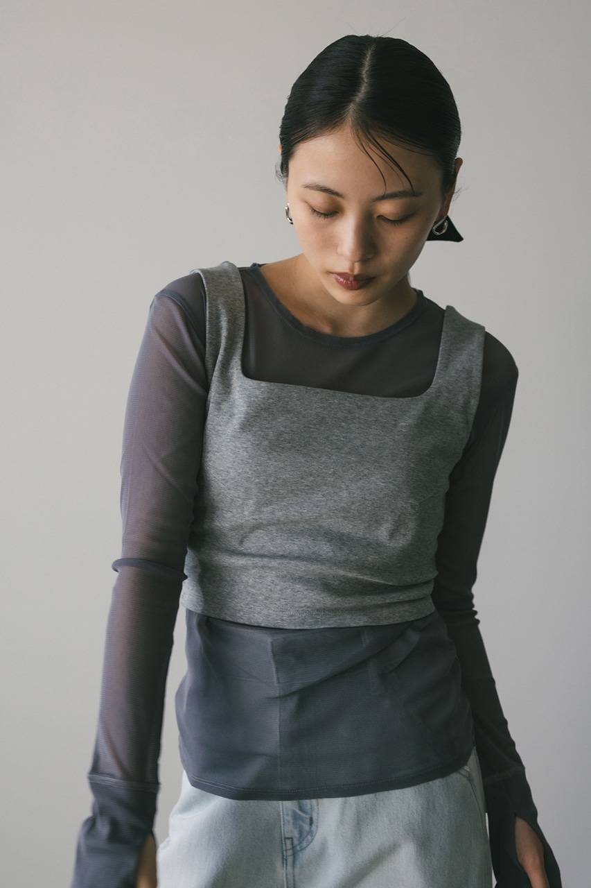 2ピーススクエアビスチェシアートップ GRY FREE