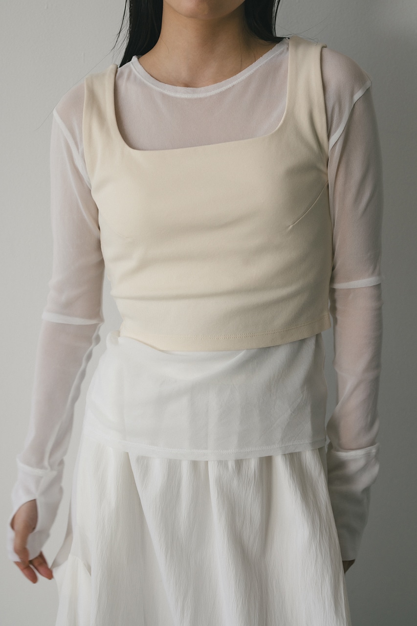 2ピーススクエアビスチェシアートップ WHT FREE