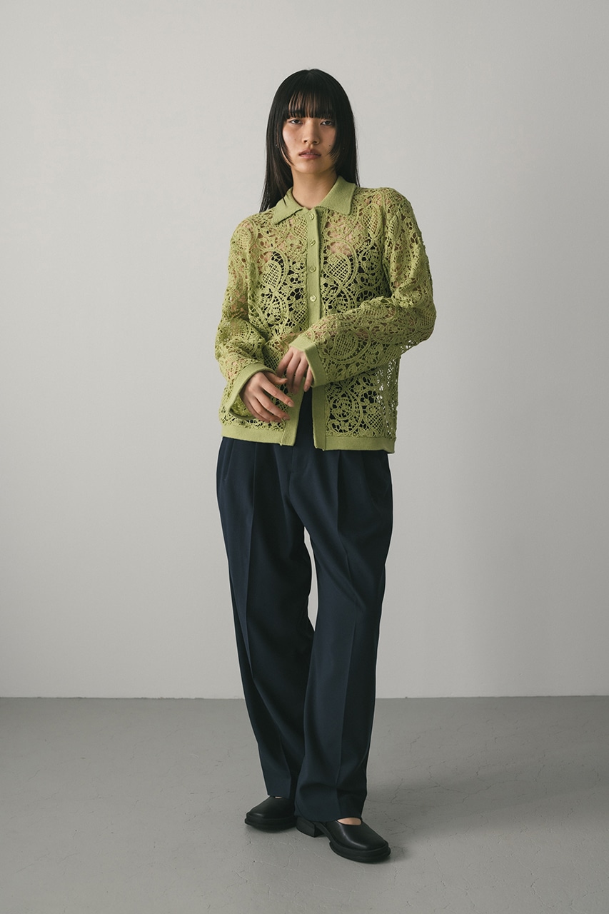 クロシェレースニットシャツ GRN FREE