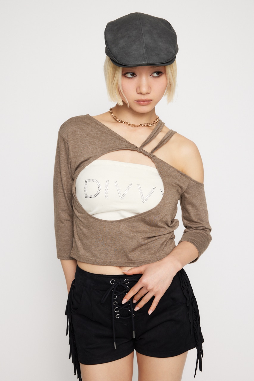 LAGUA GEM | FRONT HOLE ONE SHOULDER トップス (Tシャツ