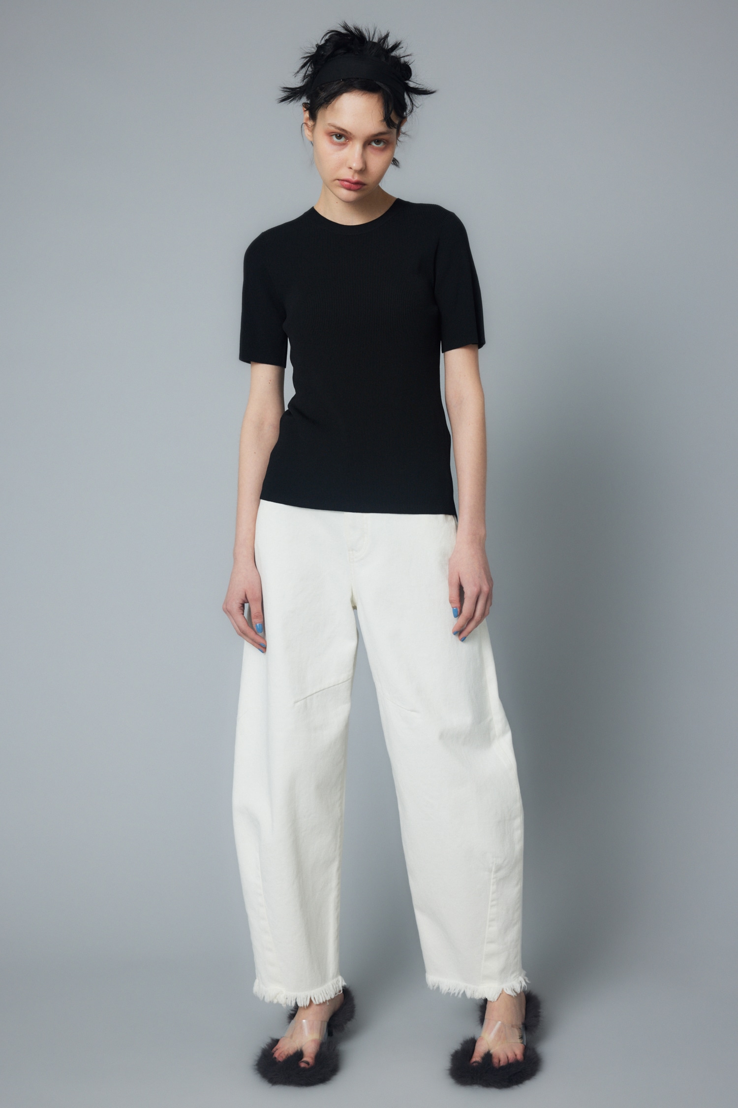 Back slit knit tops BLK FREE