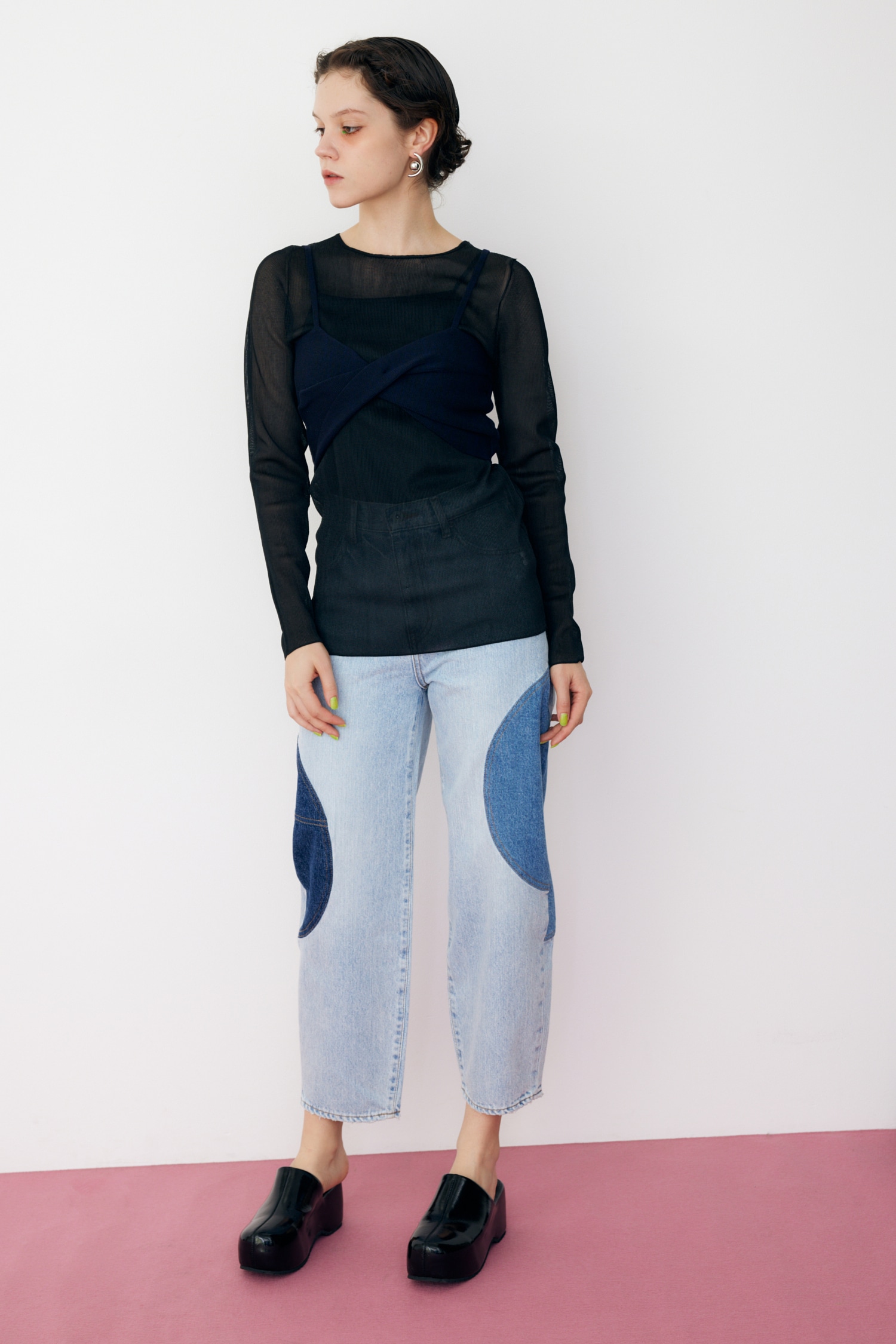 Layerd knit tops BLK FREE