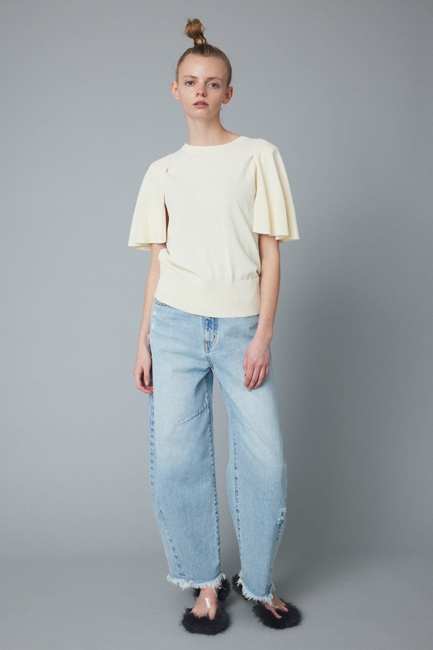 Cape knit tops O/WHT FREE