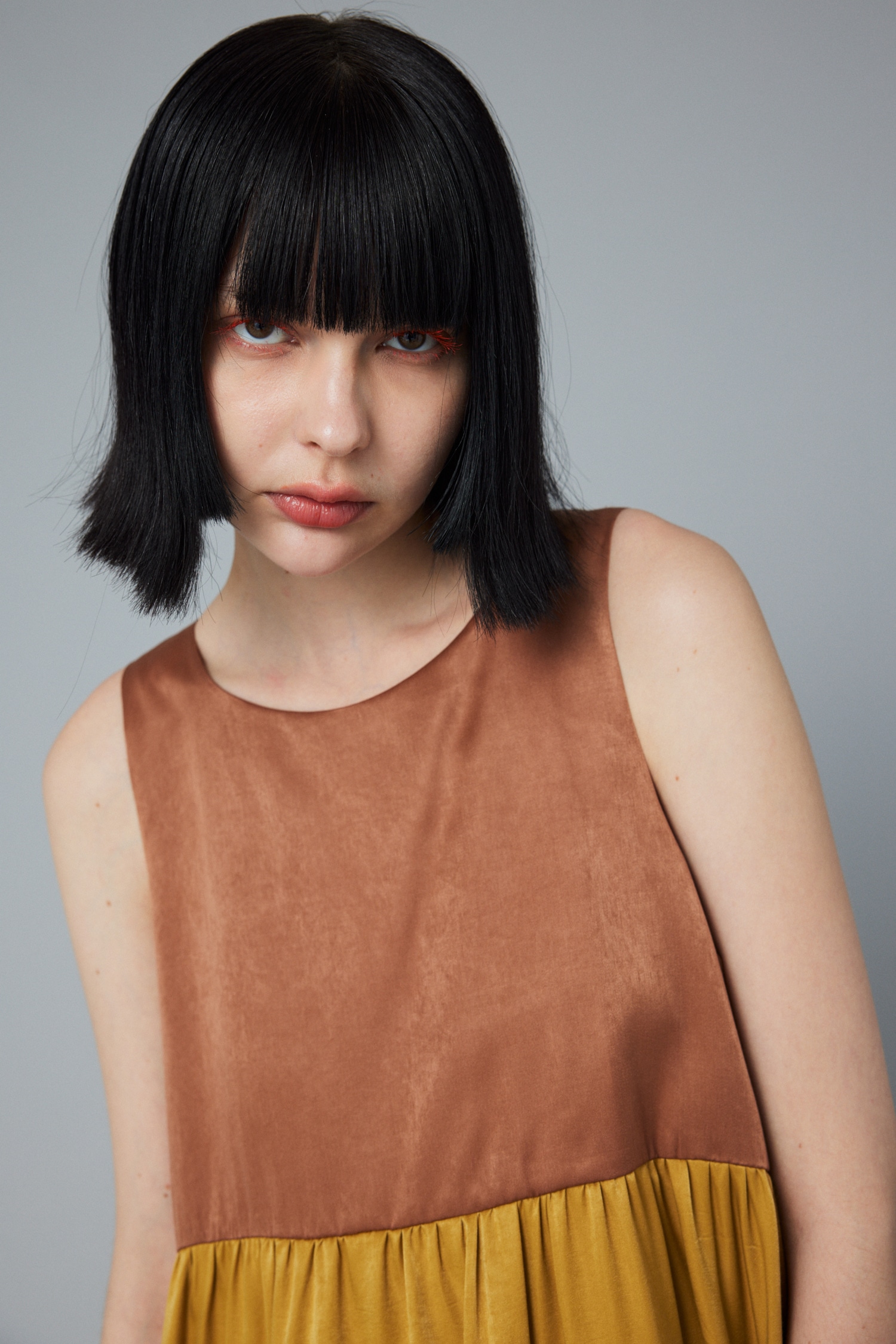 Color blocking dress 柄BRN FREE