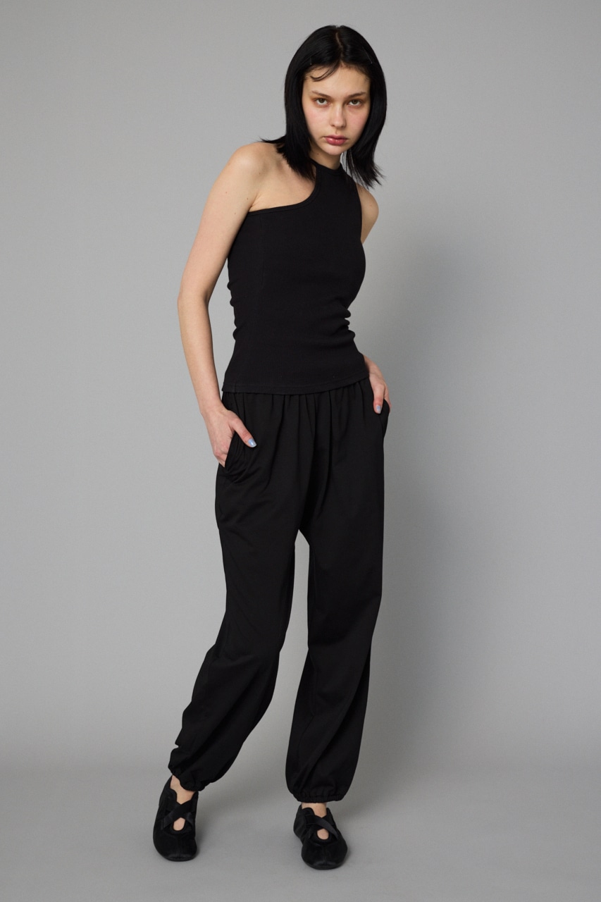 Asymmetry neck tank top BLK FREE