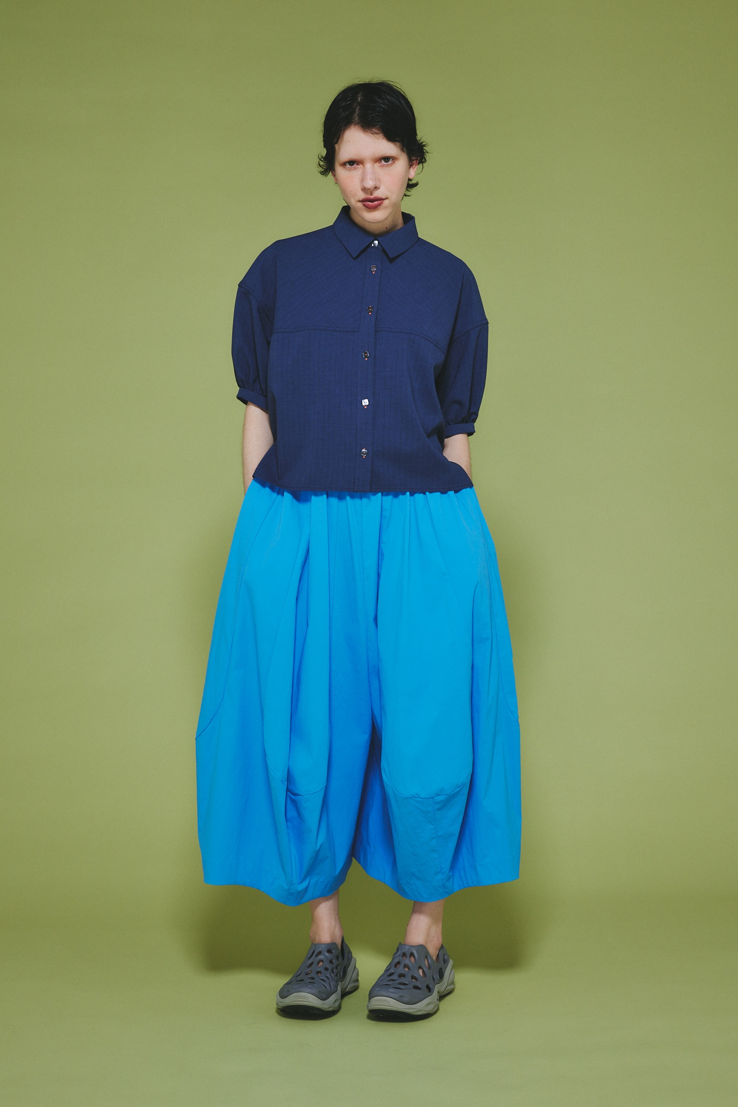 Stripe half sleeve shirt 柄NVY FREE